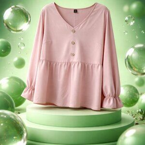 SHEIN Blush Pink Buttoned Blouse